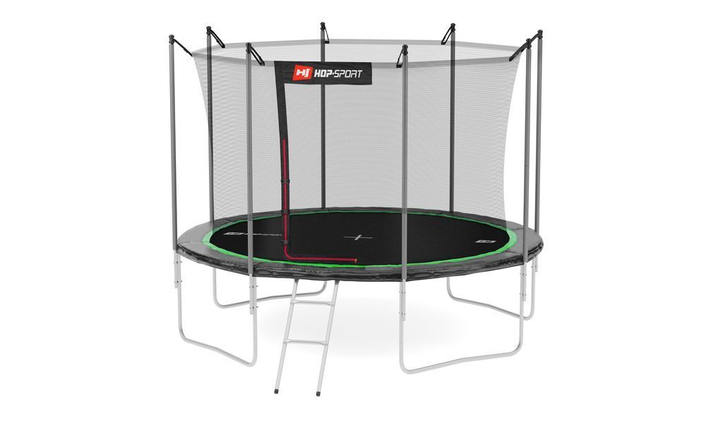Батут Hop-Sport 10ft (305см) чорно-зелений з внутрішньою сіткою (4 ноги)
