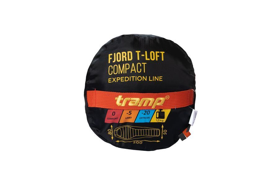 Спальний мішок Tramp Fjord Compact кокон правий orange/grey 200/80-50 UTRS-049C