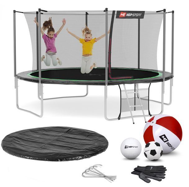 Батут Hop-Sport 14ft (427см) чорно-зелений з внутрішньою сіткою
