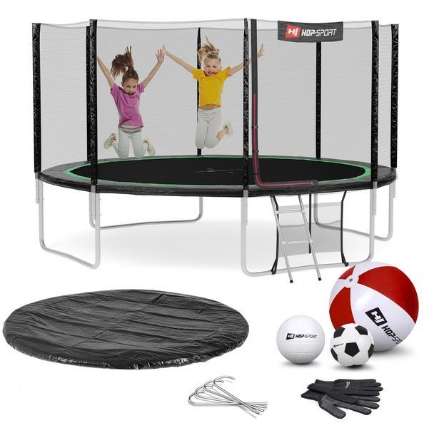 Батут Hop-Sport 14ft (427см) чорно-зелений з зовнішньою сіткою