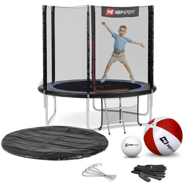Батут Hop-Sport 8ft (244см) чорно-синій з зовнішньою сіткою
