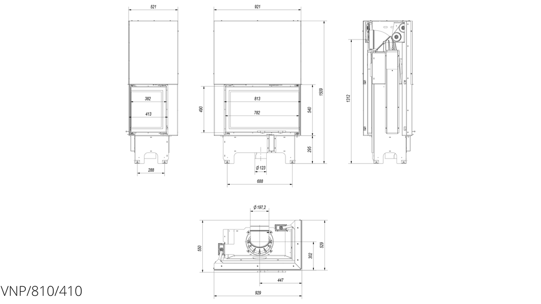 Камінна топка Kratki VN 810/410 права BS гільйотина
