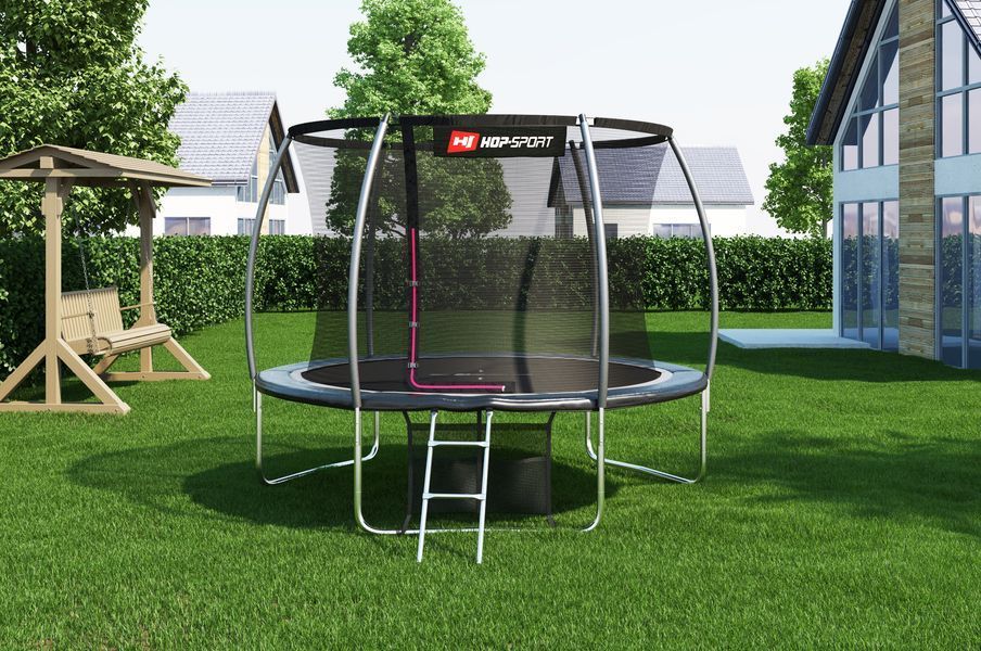 Батут Hop-Sport Premium 10ft (305см) чорно-сірий з внутрішньою сіткою