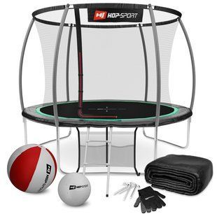 Батут Hop-Sport Premium 10ft (305см) чорно-зелений з внутрішньою сіткою