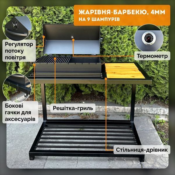 Мангал-барбекю Mzavod Локі на 9 шампурів 4мм в стилі LOFT