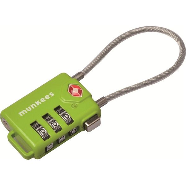 Munkees 3609 брелок-замок TSA Cable Combi Lock lime
