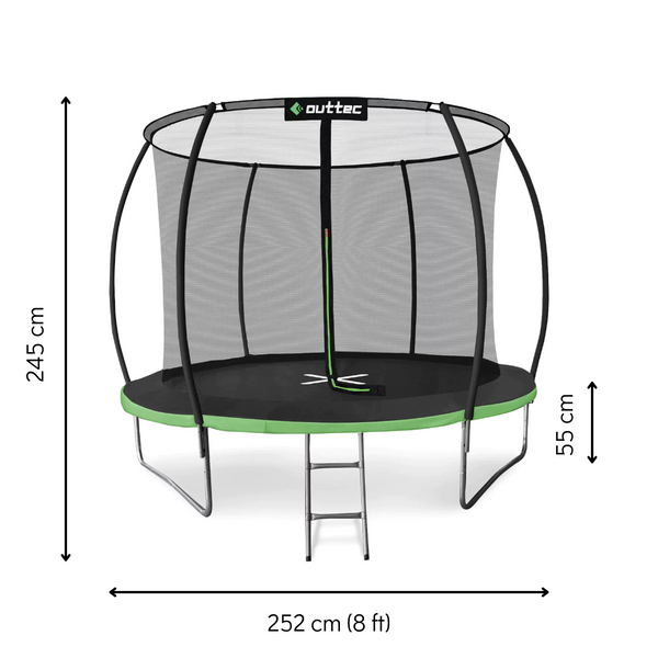 Батут Outtec Premium 8ft (252см) чорно-зелений з внутрішньою сіткою