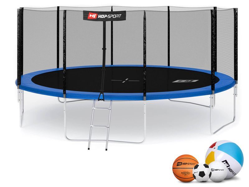 Батут Hop-Sport 16ft (488см) синий с внешней сеткой