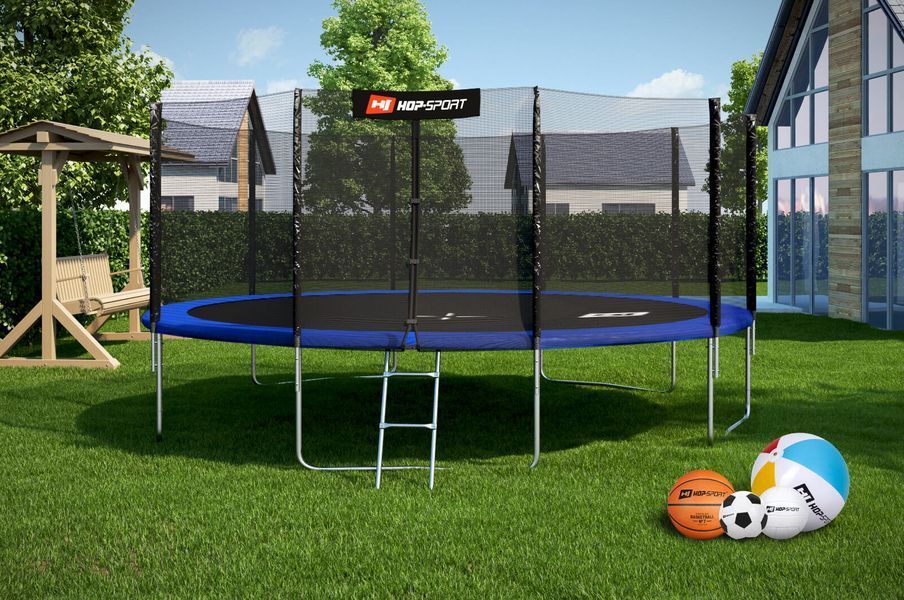 Батут Hop-Sport 16ft (488см) синий с внешней сеткой
