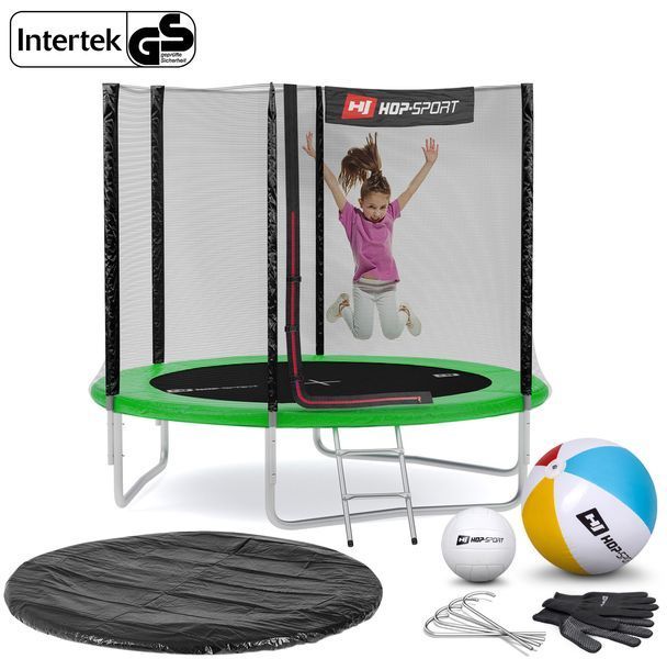 Батут Hop-Sport 8ft (244см) зеленый с внешней сеткой