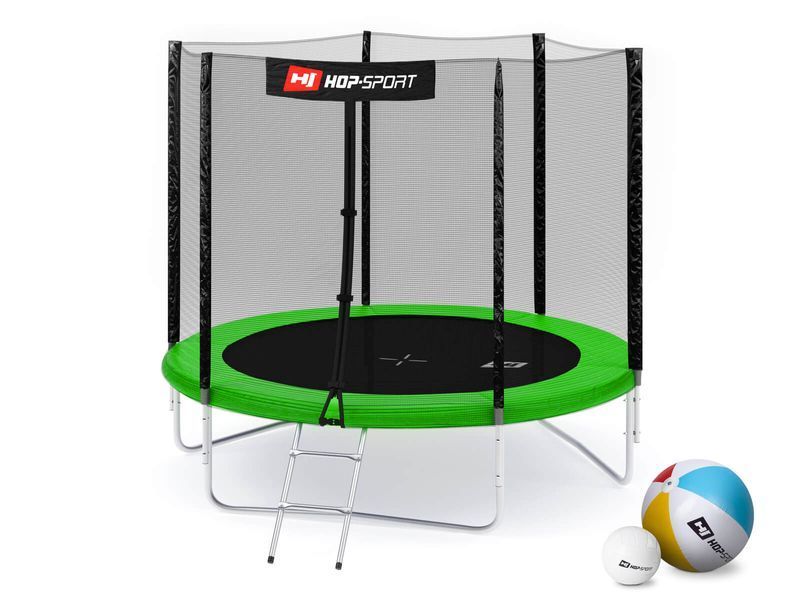 Батут Hop-Sport 8ft (244см) зеленый с внешней сеткой