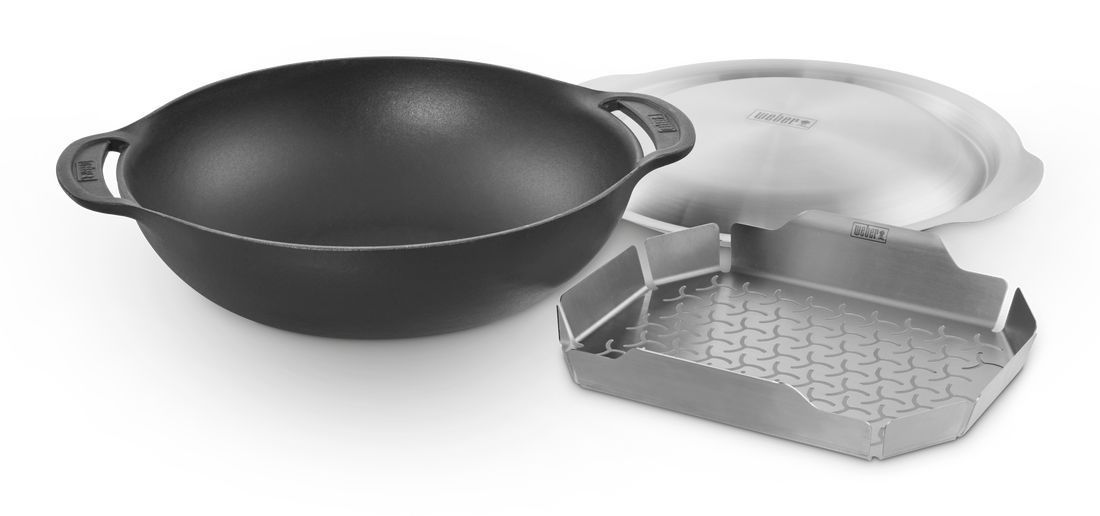 Сковорода ВОК со вставкою-пароваркою и крышкою, Weber Gourmet BBQ System, чугун