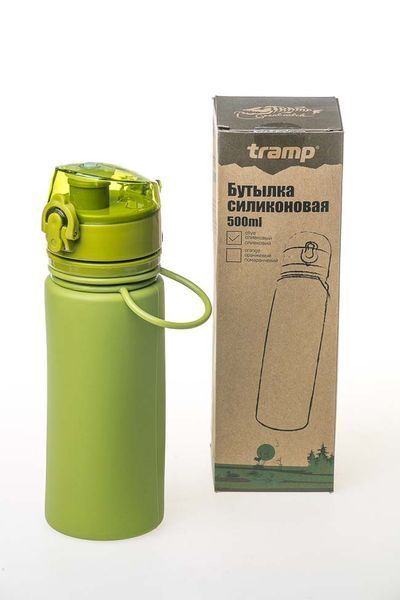 Бутылка силиконовая Tramp 500мл, Оливковая