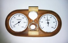 Термогігрометр струнний + пісочний годинник (15 хв) термобереза для лазні та сауни